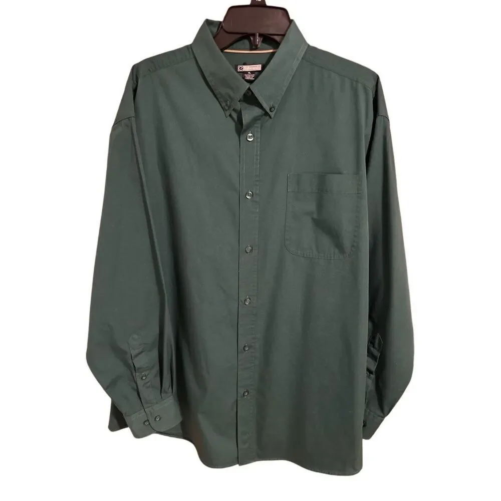Edward’s Green Button Down Long Sleeve Casual Dress Shirt Men’s Size XL